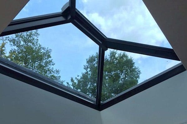 close up of grey framed roof lantern from Korniche